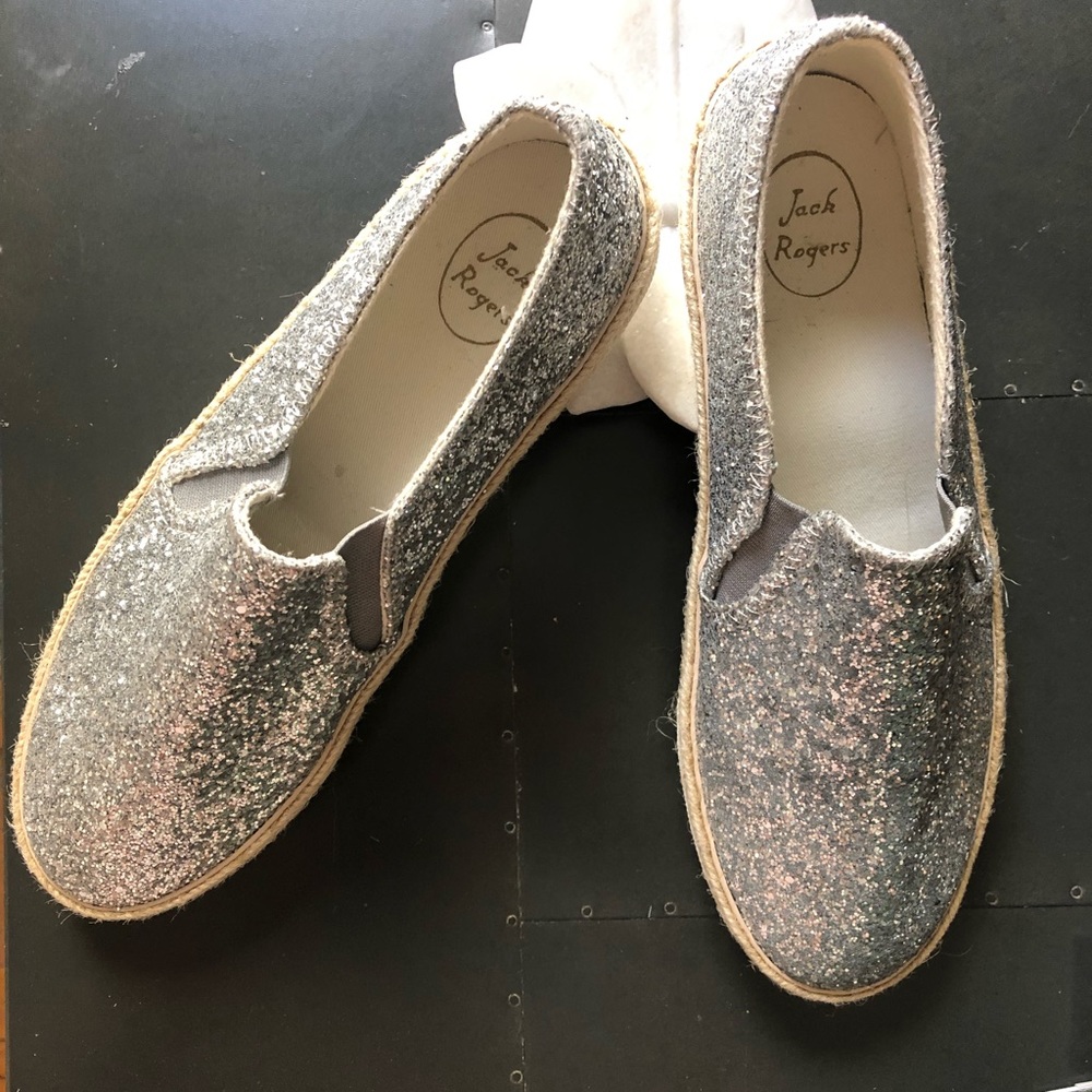 Jack Rogers Slip On Silver Loafers NEW SZ9